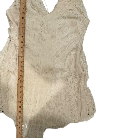 HAUTE HIPPIE Off White Swan Fringe Dress Size Large VGUC - Picture 10 of 11